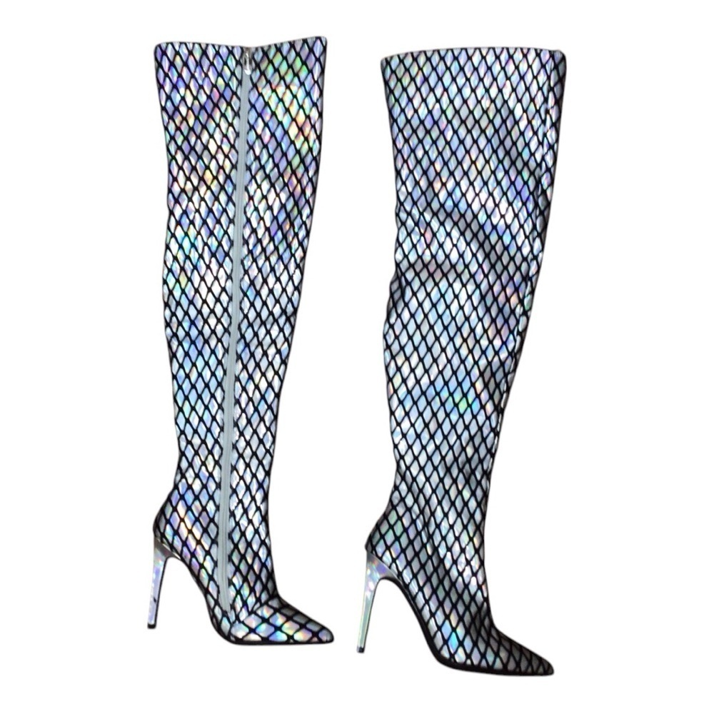 Cape Robbin Halogram Fishnet Thigh High Boots EUC size 6 - Picture 4 of 6